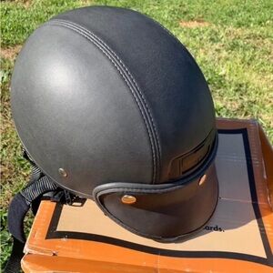 Vintage Harley Davidson Ultra-light Freedom rider Leather Helmet In Box - XS
